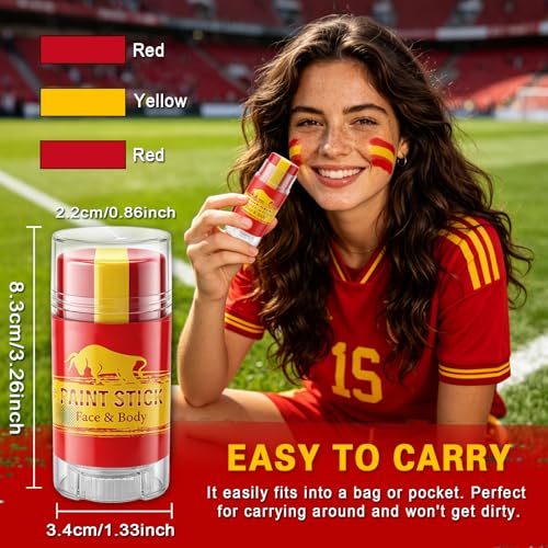 3-in-1 Spain Face Paint Stick - High Pigment Eye Black for Sports