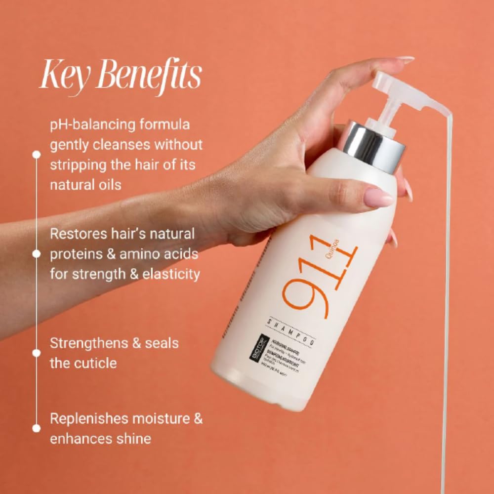 Biotop Professional 911 Quinoa Shampoo for Women & Men - Sulfate Free Nutritive Shampoo with Argan Oil - Made with Quinoa Protein for Dry, Lifeless, and Damaged Hair (33.8 fl oz/1 L)