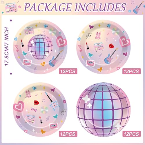 48 Pcs Music Star Party Plates - Colorful Disposable Dinnerware Set