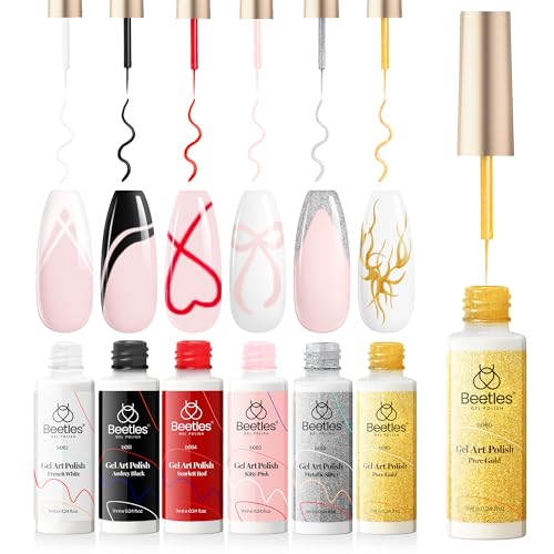 Beetles Gel Polish Nail Art Liner Set B-Glitter-6 - 6 Colors
