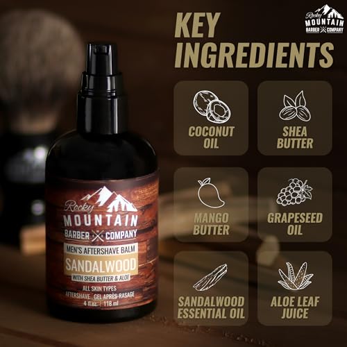 Sandalwood Aftershave Balm for Men - 4 oz by Rocky Mountain Barber