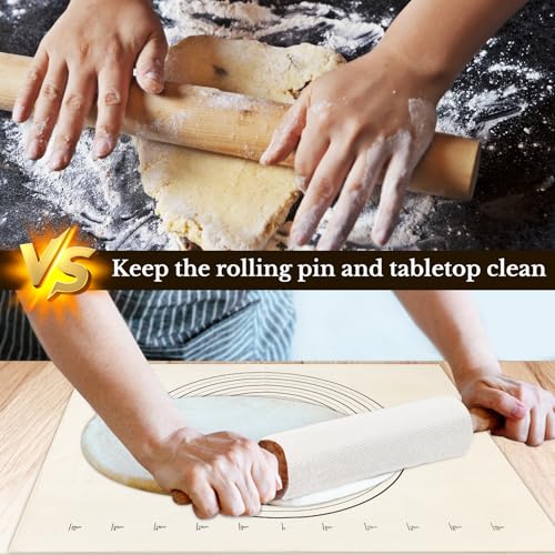 Pastry Baking Set - 25" Cotton Canvas Cloth & 2 Rolling Pin Covers