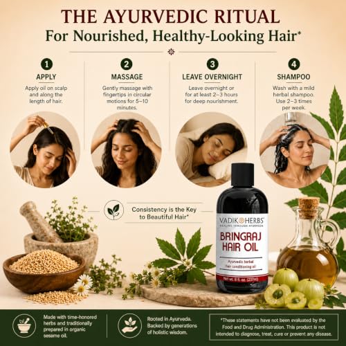 Vadik Herbs Bringraj & Rosemary Hair Oil for Hair Loss & Thinning - 8 oz
