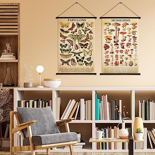 Vintage Mushroom & Butterfly Wall Art Posters - 2 Pack