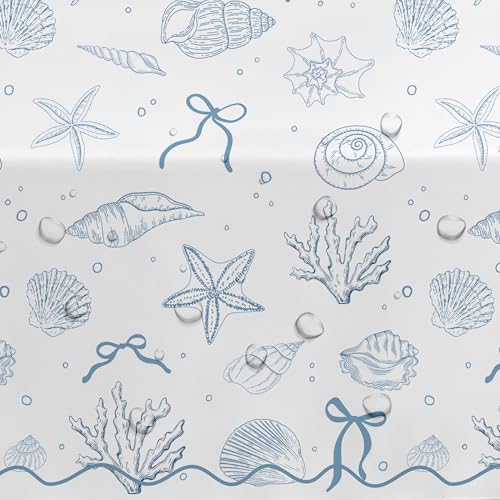 Coastal Seashell Tablecloths - 3 Pack, 55x86in Disposable for Beach Parties