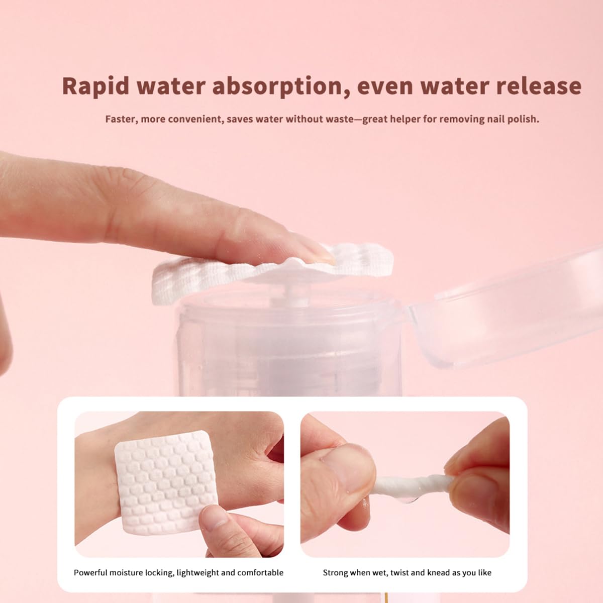 Premium Lint-Free Nail Polish Cleaning Cotton Pads, Portable Makeup Cotton Pad for Home and Travel