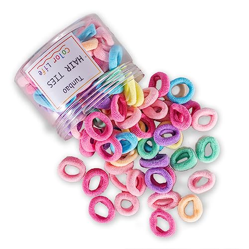 100 Mini Baby Hair Ties - Soft Seamless Ponytail Holders for Kids