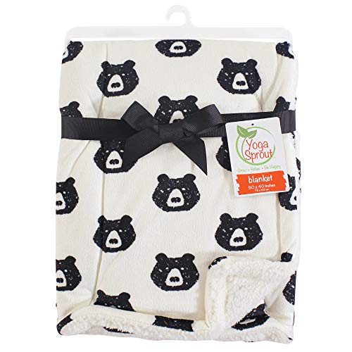 Yoga Sprout Soft Mink Blanket with Sherpa Backing - 30x40 Inches, Bear Print