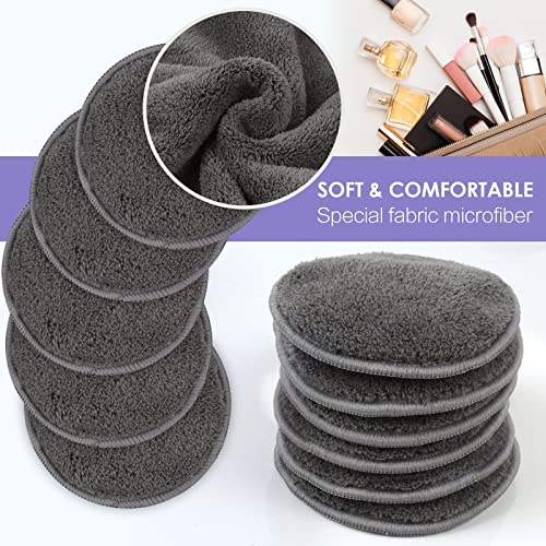 SUNLAND Reusable Microfiber Makeup Remover Pads - 16 Pack with Travel Bag