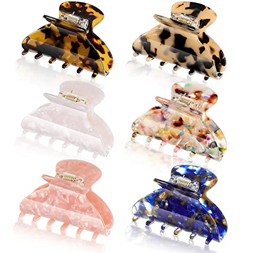 WILLBOND Medium Hair Claw Clips - 6 Pack Tortoise Shell Non-Slip Jaw Clips