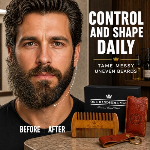 Sandalwood Beard Comb Kit - One Handsome Man Grooming Set
