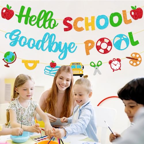 Hello School Goodbye Pool Banner | Back to School Decoration