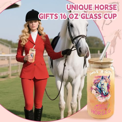 Horse Lover Gift Set for Women - Glass Cup, Tote Bag, Makeup Bag & More