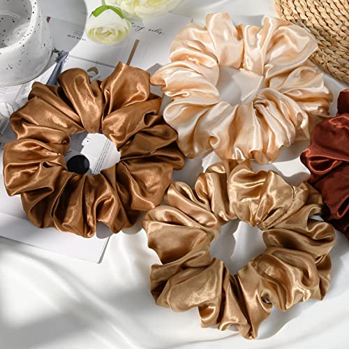 Extra Large Satin Scrunchies for Thick Hair - Pack of 6