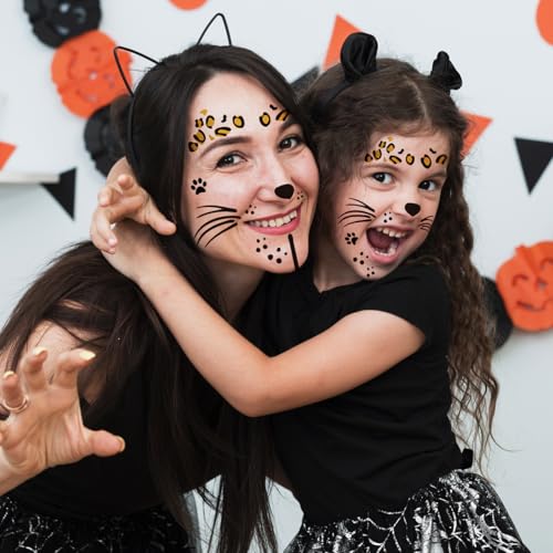 Kotbs Leopard Face Temporary Tattoos 7-Pack Waterproof Halloween Body Art