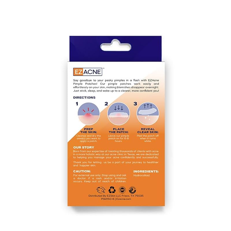 EZACNE XXL Body Pimple Patches - Medical-Grade Hydrocolloid for Back & Chest