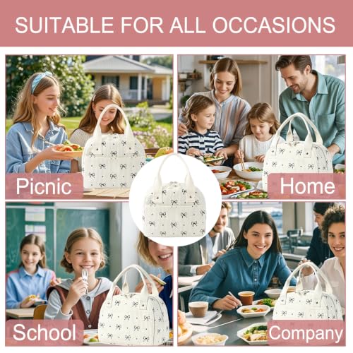 Insulated Lunch Bag for Women - Stylish Cooler Tote with Bow Design