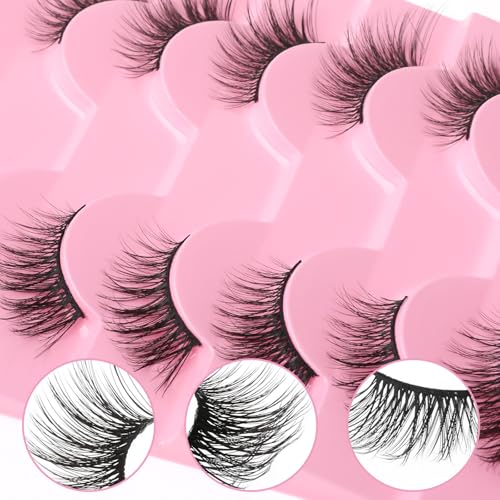 KFHENSOMR Style B Faux Mink Half Eyelashes Natural Fluffy Cat Eye Lashes 7-15mm
