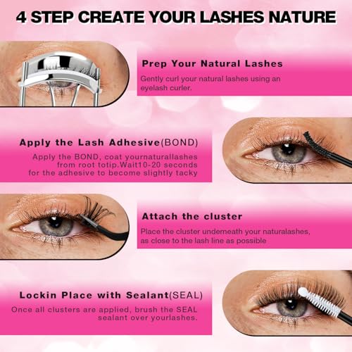 Path to Love 560pcs Lash Clusters Kit - DIY Eyelash Extensions with Bond, Seal & Tweezers for Natural & Glam Looks
