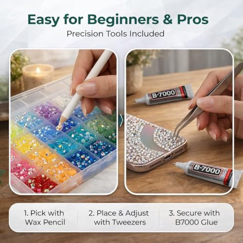 32000PCS Bedazzler Kit with 3mm Multicolor Rhinestones & Glue
