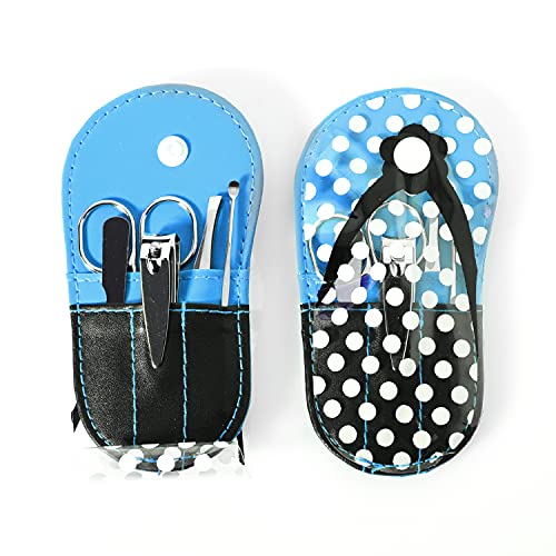 Polka Dot Flip Flop Nail Clipper Sets - Pack of 8 Manicure Kits for Girls & Parties