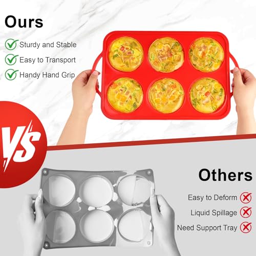 Jumbo Silicone Egg Bite Mold with Metal Frame - 2 Pack Muffin Top Pans