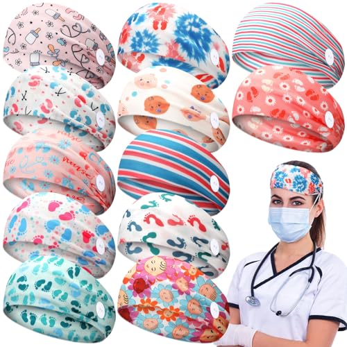 Jexine 12 Pack Nurse Headbands for Labor and Delivery Women - Elastic & Comfortable, Ear Pain Relief