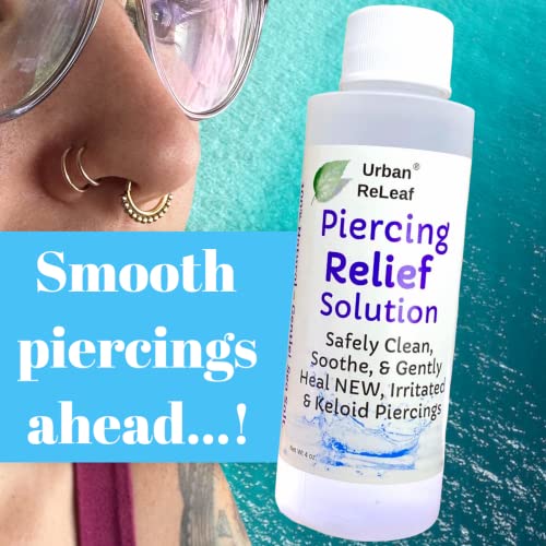 Urban ReLeaf Piercing Relief Solution - Natural Aftercare for New Piercings, 4 oz