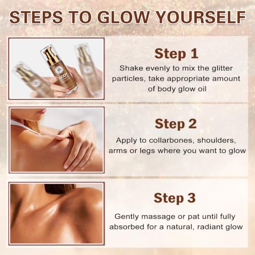 Body Glow Oil with SPF 45 - Shimmer Sunscreen for Radiant Skin, Diamond Platinum