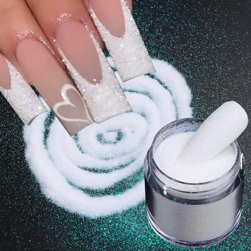 STZPRONAIL Sugar Glitter Nail Powder Set – 4 Colors Black White Sugar Shimmer for Dip, French Tip & DIY Nail Art