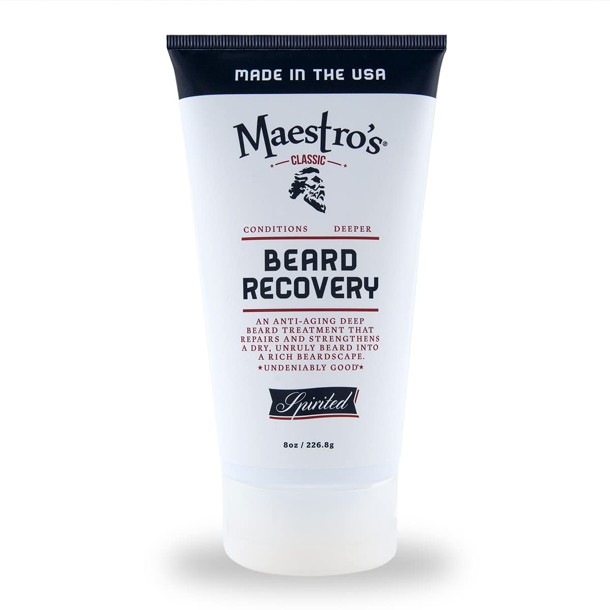Maestro's Classic Beard Recovery Tube – Spirited Blend Moisturizer & Conditioner for Men | Hydrates, Softens & Revives | For All Hair Types & Daily Care, 8 oz