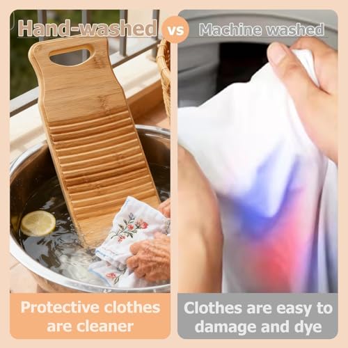 Manual Bamboo Washboard for Hand Washing Clothes - Compact & Durable