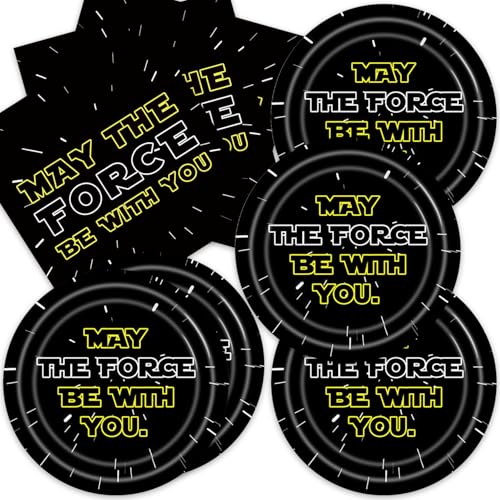 Galaxy War Birthday Party Supplies - 20 Paper Plates & Napkins