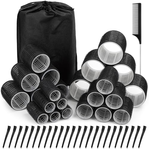 50 Pcs Hair Curlers Set with 24 Self-Grip Rollers & Clips