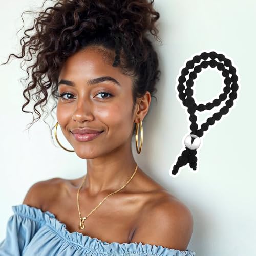 6 Adjustable No-Slip Black Hair Ties for Curly Hair - Qulkws