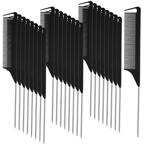 Patelai 30 Pcs Rat Tail Hair Combs - Professional Steel Pin Styling Tools