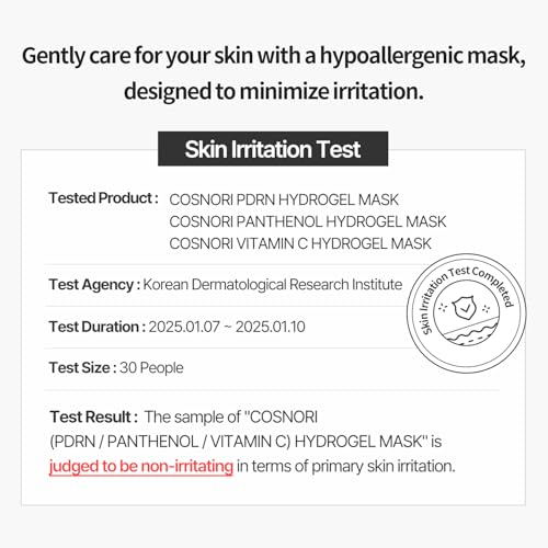 COSNORI Panthenol Hydrogel Mask 4 Pack - Calming & Hydrating Facial Mask for Sensitive Skin