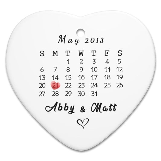 Byxhuc Personalized Wedding Gifts, Engagement Gifts for Couples, Heart Ceramic Ornament with Date, Gifts for Friend Guests