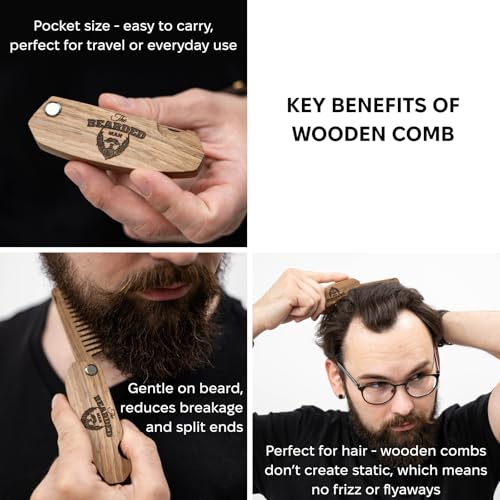 Folding Walnut Beard Comb for Men | Compact & Durable Grooming Tool