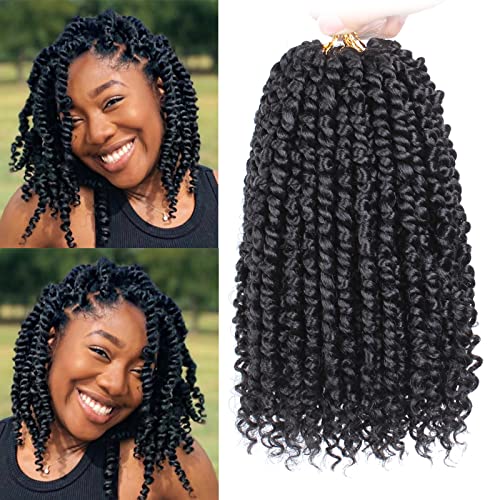 Leeven 8 Inch Pre-twisted Passion Twist Crochet Hair 1B# (Pack of 8)