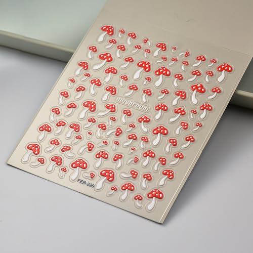 FRUZJAY Style 9 5D Mushroom Nail Stickers Decals Self-Adhesive Manicure