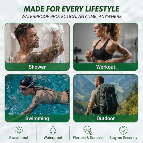 3 Rolls Tattoo Aftercare Bandage - Jconly Waterproof Tattoo Film Second Skin Tattoo Cover Up Patch Tape Healing Wrap Tattoo Supplies for Swimming, Shower, Wound Initial Healing(2 Inch, 4 Inch, 6 Inch)