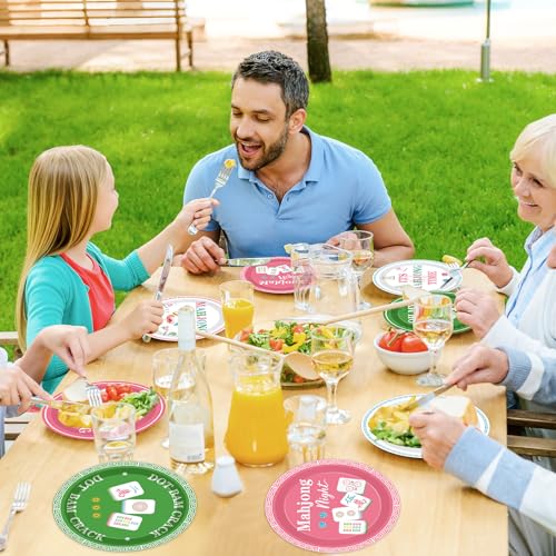 48PCS Mahjong Disposable Paper Plates - 7 Inch Party Supplies