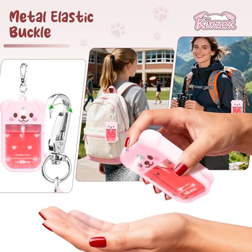 Kivzex Pink Dog Silicone Hand Sanitizer Case with Keychain for Touchland 1oz - Travel Cover Sleeve