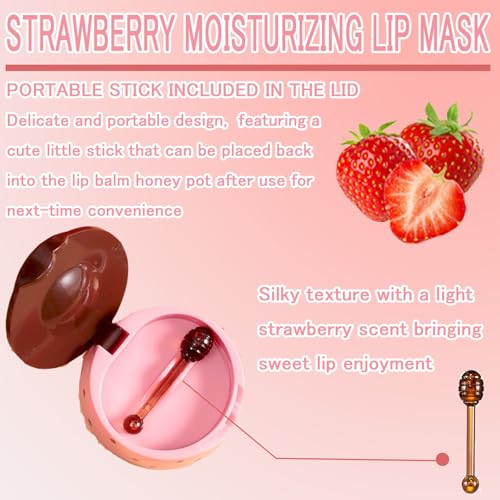 9 PCS Honey Pot Lip Balm Set, Hydrating Fruity Lip Mask with Applicator
