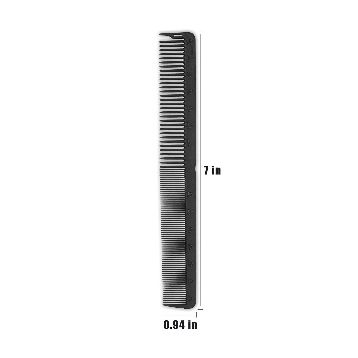 PERFEHAIR 2-Pack Professional Round Tooth Hair Cutting Comb, Black Carbon Fiber Anti-Static & Heat Resistant, Durable Barber Combs with Fine & Wide Tooth for Precise Haircut for Men & Women