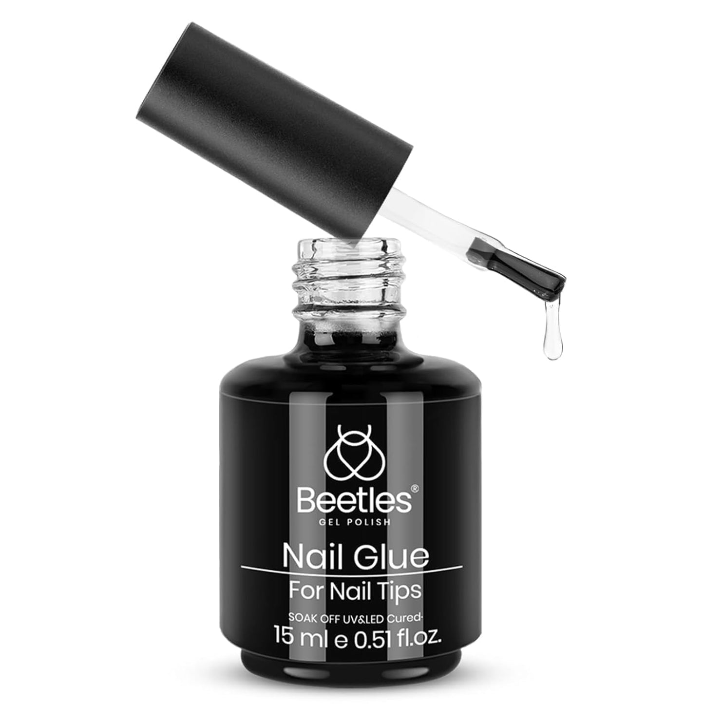 Beetles Gel Polish - 9 in 1 Nail Glue with Strong Brush Applicator | 0.5 Fl Oz for False Nails & Rhinestones