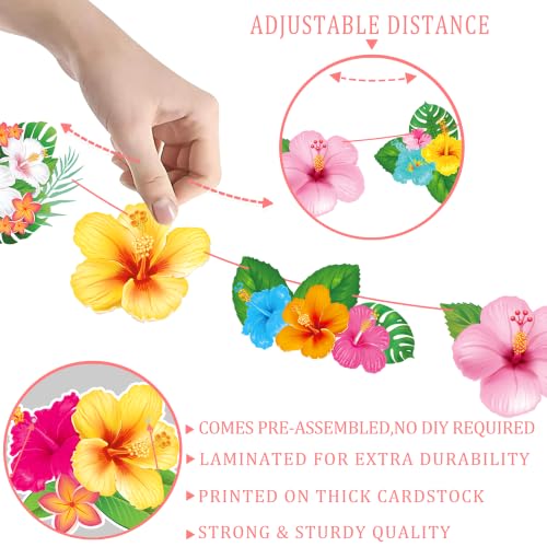 3-Piece Tropical Hibiscus Birthday Banner Set with Glitter