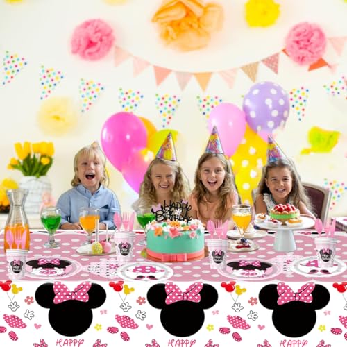 3-Pack Pink Mouse Disposable Tablecloths for Kids' Parties