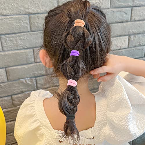 200Pcs Multicolor Baby Hair Ties - Soft Seamless Cotton Elastics